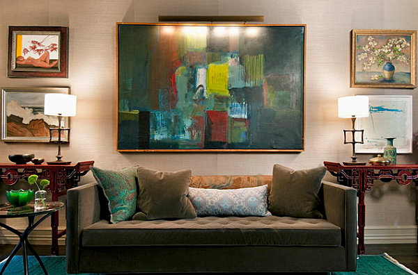 Vakre nyanser av farge hus brun sofa bilde