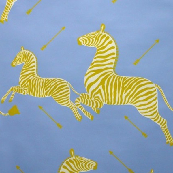 Nádherné nástěnné malby modrá žlutá zebra