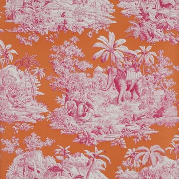 Nádherné nástěnné malby oranžový růžový slon