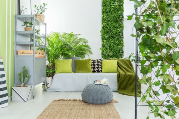 rom dekorere ideer grønne veggplanter