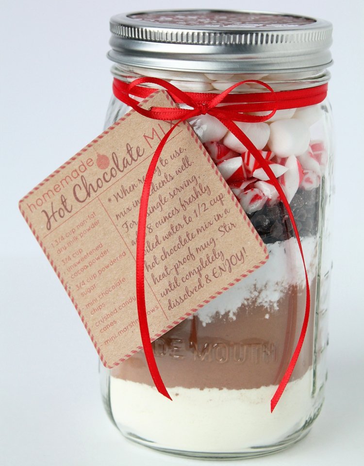Spiselige gaver i en krukke Blanding for varm sjokolade