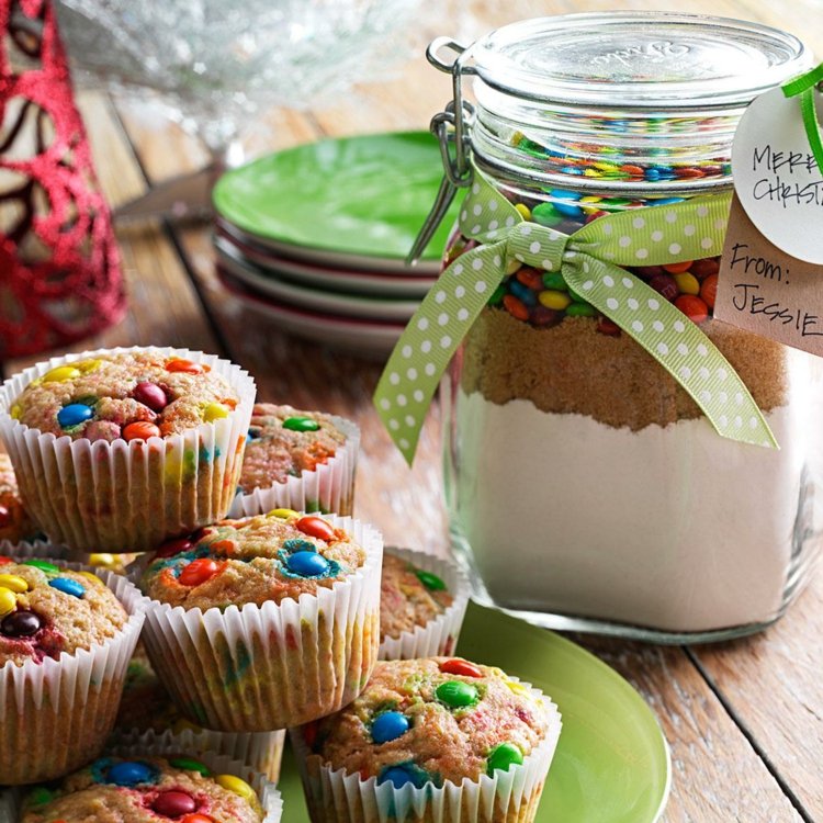 spiselige gaver i glassbakkeblanding muffins mason jar